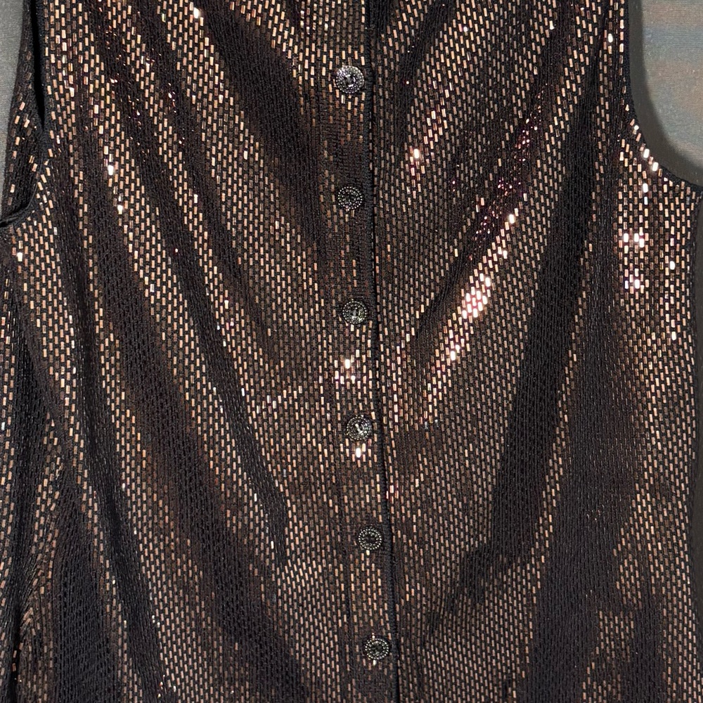 St. John Bronze Sequin Sleeveless Top - Size M - Picture 5 of 15